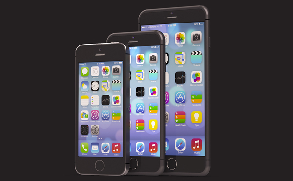 在 iPhone 6 的 4.7 吋螢幕上, Apps就會變成這樣顯示