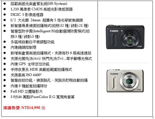 Canon S100在台上市
