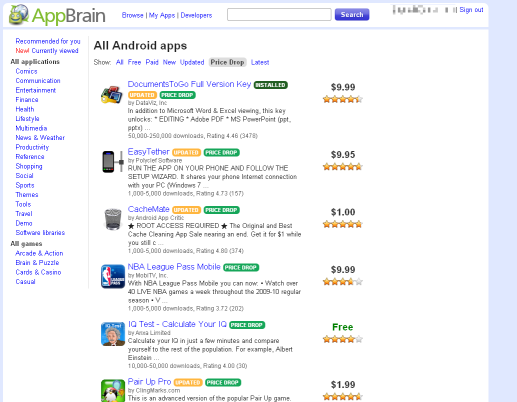 AppBrain - 在電腦瀏覽market軟體