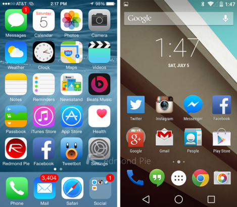 iOS 8 vs Android L: 多個界面並排看, 你喜歡哪個? [圖庫]