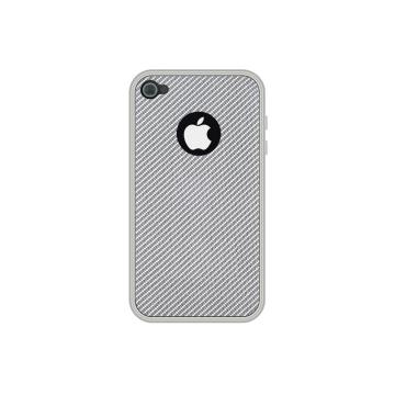 iPhone4/4S -碳纖紋路保護框-珍珠白