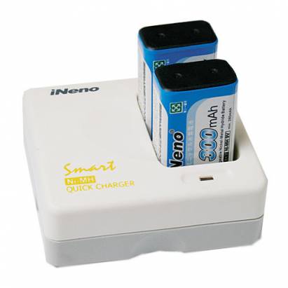 iNeno艾耐諾9V專用超速充電組附9V/300mAh鎳氫充電電池8入 再送電池收納盒