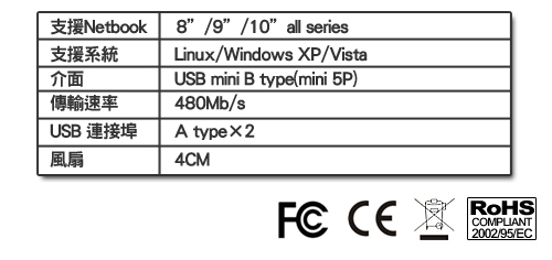 Netbook專用多功能散熱座-內建DVD燒錄光碟機