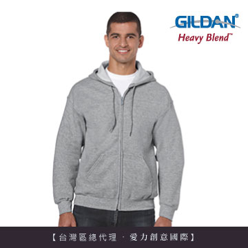 GILDAN 總代理-100%美國棉 連帽拉鍊素面長袖口袋外套(95H麻灰色)