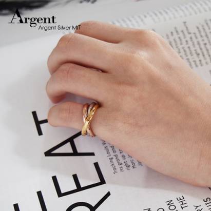【ARGENT銀飾】客製化刻字系列「刻字三色三環戒(外圍刻字)」純銀戒指