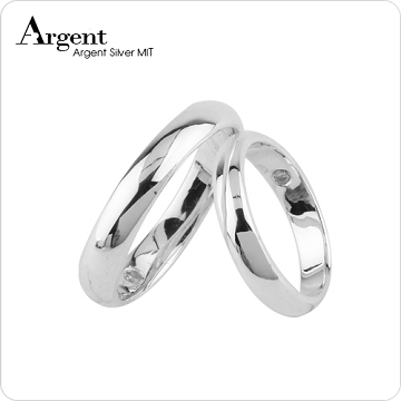 【ARGENT銀飾】情人對戒系列「藏鑽」純銀戒指(一對價)(版寬4mm+3mm)