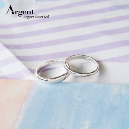 【ARGENT銀飾】情人對戒系列「藏鑽」純銀戒指(一對價)(版寬4mm+3mm)