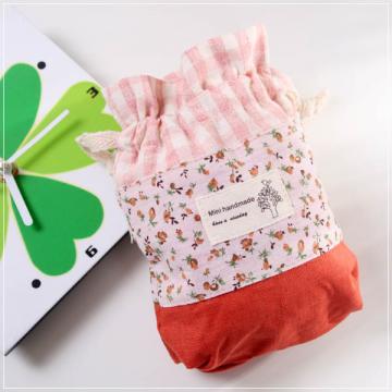 魔法Baby~日本風長方型底拼布束口袋(紅/粉格紋)~孩童&大人用品~時尚設計~f0070