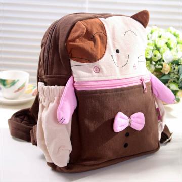 魔法Baby~日本風ＱＱ貓拼布雙肩背包(咖啡/米)~孩童&大人用品~時尚設計~f0079