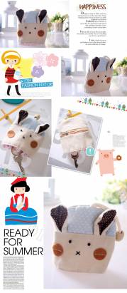 魔法Baby~日本風手工拼布鑰匙&零錢包(藍點兔)~孩童&大人用品~時尚設計~f0059