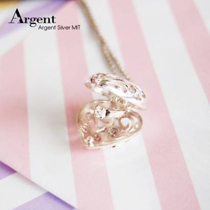 【ARGENT銀飾】愛心系列「心鑽(白鑽)」純銀項鍊