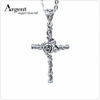 【ARGENT銀飾】十字架系列「玫瑰十字架 藏鑽 」純銀項鍊