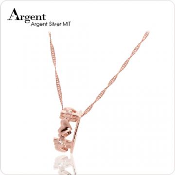 【ARGENT銀飾】愛心系列「皇冠愛心(玫瑰金)」純銀項鍊