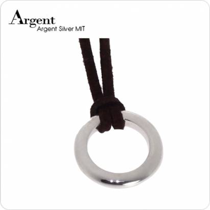 【ARGENT銀飾】造型系列「圓」純銀項鍊(皮繩款)