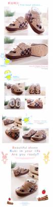 魔法Baby~【KUKI酷奇】方格紋內裡絨毛品牌寶寶鞋/學步鞋(棕)~男童鞋~sh1146