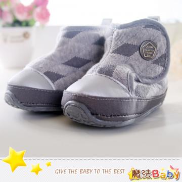 魔法Baby~【KUKI酷奇】格紋幾何菱雪靴寶寶鞋/學步鞋(灰)~男童鞋~時尚設計童鞋~sh1221