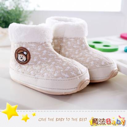 魔法Baby~【KUKI酷奇】聖誕小熊俏雪靴寶寶鞋/學步鞋(杏)~時尚設計童鞋~sh1269