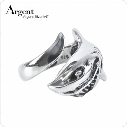 【ARGENT銀飾】動物系列「 惡鯊」 純銀戒指(染黑款)