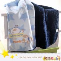 魔法Baby~細絲絨毛巾布雙質料嬰幼兒毛毯 水藍 ~嬰兒用品~時尚設計~k18080