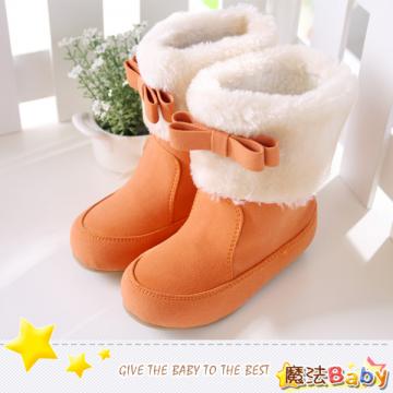 魔法Baby~【KUKI酷奇】雪裡飾摺蝴蝶結內裡絨毛雪靴~女童鞋~時尚設計童鞋~sh0101