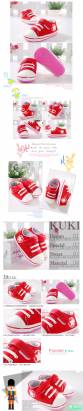 魔法Baby~【KUKI酷奇】台灣製潮星款寶寶鞋/學步鞋(紅)~時尚設計童鞋~sh1016