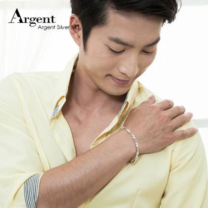 【ARGENT銀飾】情人手鍊系列「波紋(粗+細)」純銀手鍊(一對價)