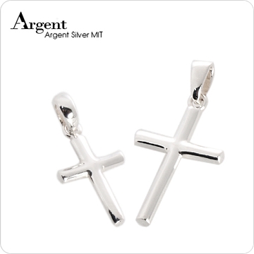 【ARGENT銀飾】情人對墜系列「圓柱十字架(中+小)」純銀項鍊(一對價)