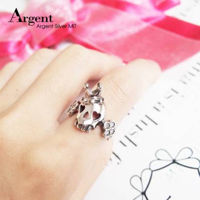 【ARGENT銀飾】美鑽系列「皇冠骷髏」純銀戒指