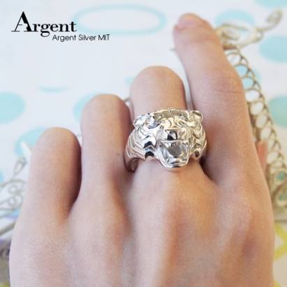 【ARGENT銀飾】動物系列「虎」純銀戒指(無染黑款)