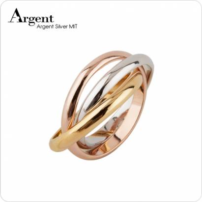 【ARGENT銀飾】造型系列「三色三環戒」純銀戒指
