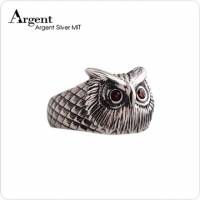 【ARGENT銀飾】動物系列「福氣貓頭鷹」純銀戒指 染黑款