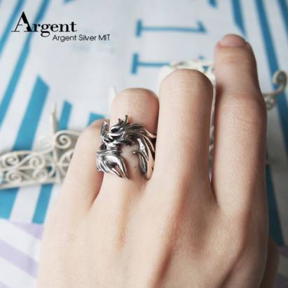 【ARGENT銀飾】動物系列「蟠龍」純銀戒指(染黑款)