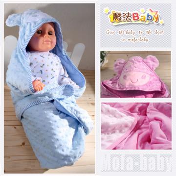 魔法Baby~柔舒雪絨護頭牛造型包巾(藍.粉共兩色)~嬰幼兒用品~k24678