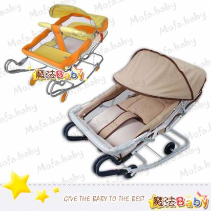魔法Baby~台灣製造雙弓包圍式車型彈搖椅/嬰兒床(桔.咖共兩款)~嬰幼兒用品~居家安全用品~RKC378A
