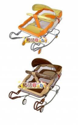 魔法Baby~台灣製造雙弓包圍式車型彈搖椅/嬰兒床(桔.咖共兩款)~嬰幼兒用品~居家安全用品~RKC378A