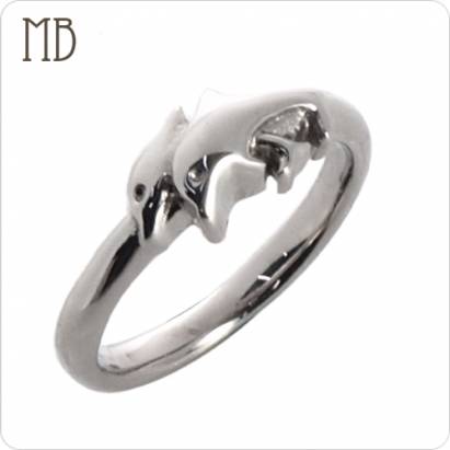 【MB流行鋼飾】尾戒系列「小海豚」白鋼戒指