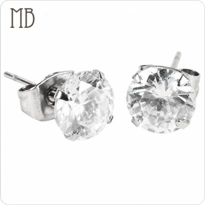 【MB流行鋼飾】美鑽系列「晶彩(白)(7M)」白鋼耳環