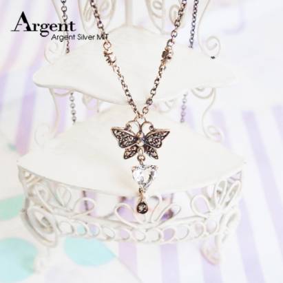 【ARGENT銀飾】動物系列「鑽蝶(白色拓帕石)」純銀項鍊
