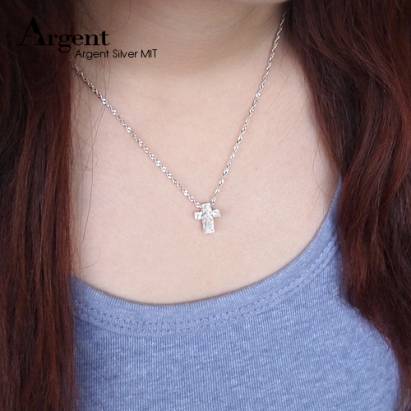 【ARGENT銀飾】金蔥造型系列「純銀-金蔥-立體十字架」純銀項鍊