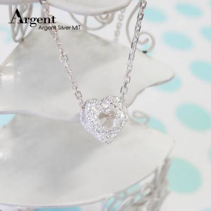 【ARGENT銀飾】金蔥造型系列「純銀-金蔥-立體小愛心」純銀項鍊