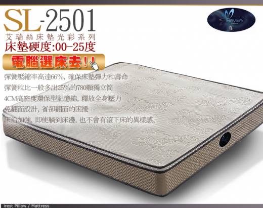 【睡眠達人SL2501】國家專利,獨立筒床墊,彈簧增量,軟中帶Q,天絲棉,記憶綿,標準雙人,MIT (送USB保暖毯)