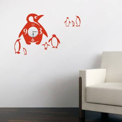 【Smart Design】創意無痕壁貼◆企鵝 8色可選(含時鐘機芯)