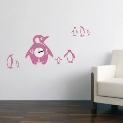 【Smart Design】創意無痕壁貼◆企鵝 8色可選(含時鐘機芯)