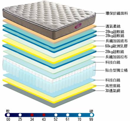 [睡眠達人SL4303]國家專利,強化型獨立筒床墊,比利時乳膠,提升全面支撐,標準單人,MIT(送USB保暖毯)