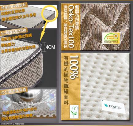 (睡眠達人SL9901)國家專利,彈簧床墊,天絲棉+記憶綿,適合大體型者,加大雙人,MIT(送USB保暖毯)