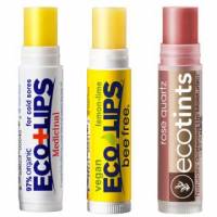 美國ECO LIPS 依蔻麗唇 有機護唇膏3入組-修護+檸檬+玫瑰紅各1