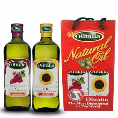 【Olitalia奧利塔】葡萄籽油1000mlx2瓶(1組禮盒)