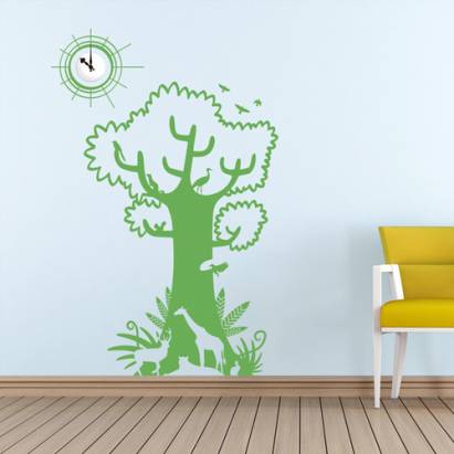 【Smart Design】創意無痕壁貼◆叢林 8色可選(含時鐘機芯)
