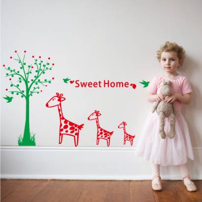 【Smart Design】創意無痕壁貼◆樹與長頸鹿