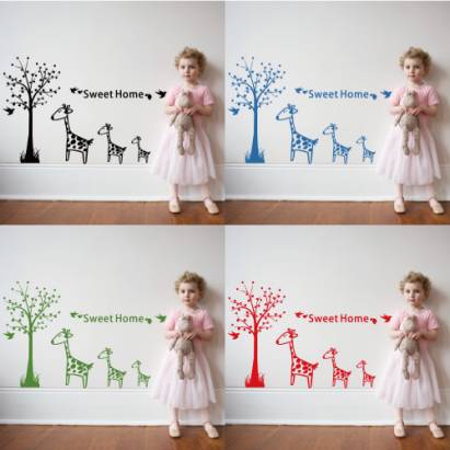 【Smart Design】創意無痕壁貼◆樹與長頸鹿